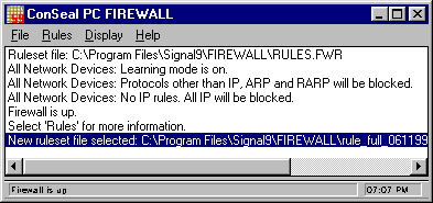 Conseal New ruleset File C:\Program Files\Signal9\FIREWALL\rule_full_....fwr 